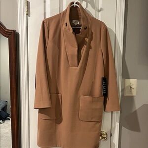 Tuckernuck NEW Emerson Camel Coat Dress with Pockets and Elbow Parches